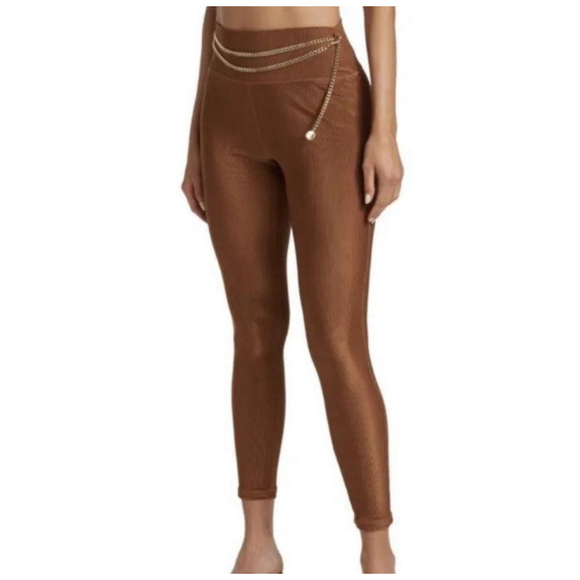 WeWoreWhat Leggings Size S Brown Chain High Rise - Picture 3 of 9